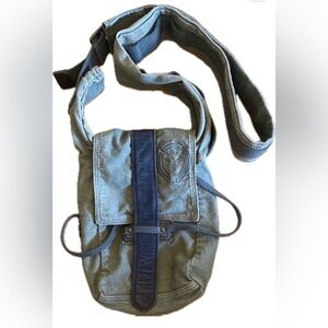 Diesel Green and Brown Messenger Bag Utilitarian Style unisex